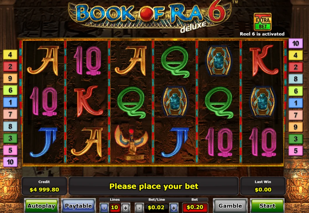 Book of Ra Deluxe reels in demo mode
