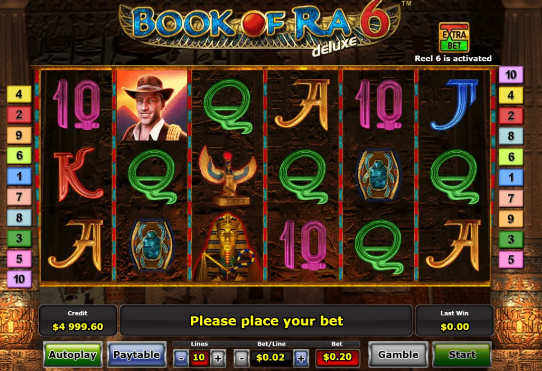 Book of Ra Deluxe reels in demo mode